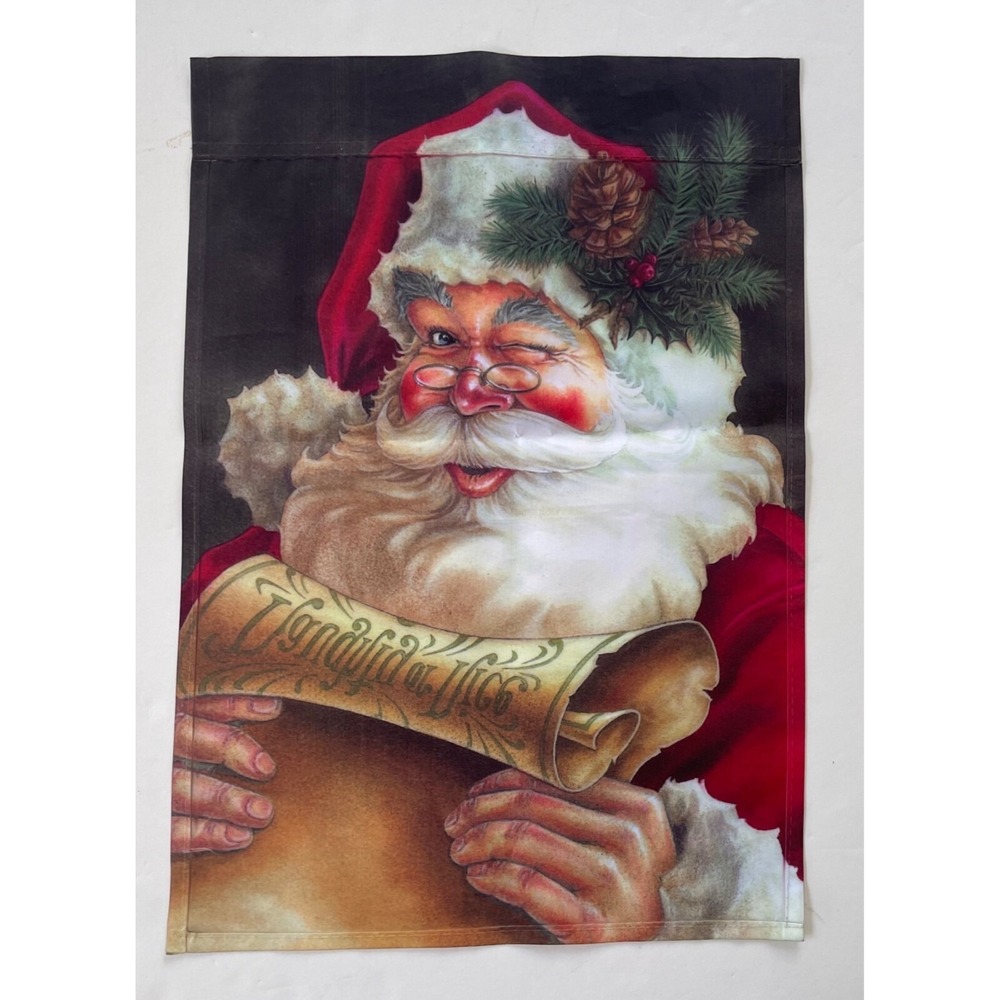 Santa Claus Christmas Double Sided Outdoor Yard Flag 17.5 x 12.25 - Picture 2 of 2